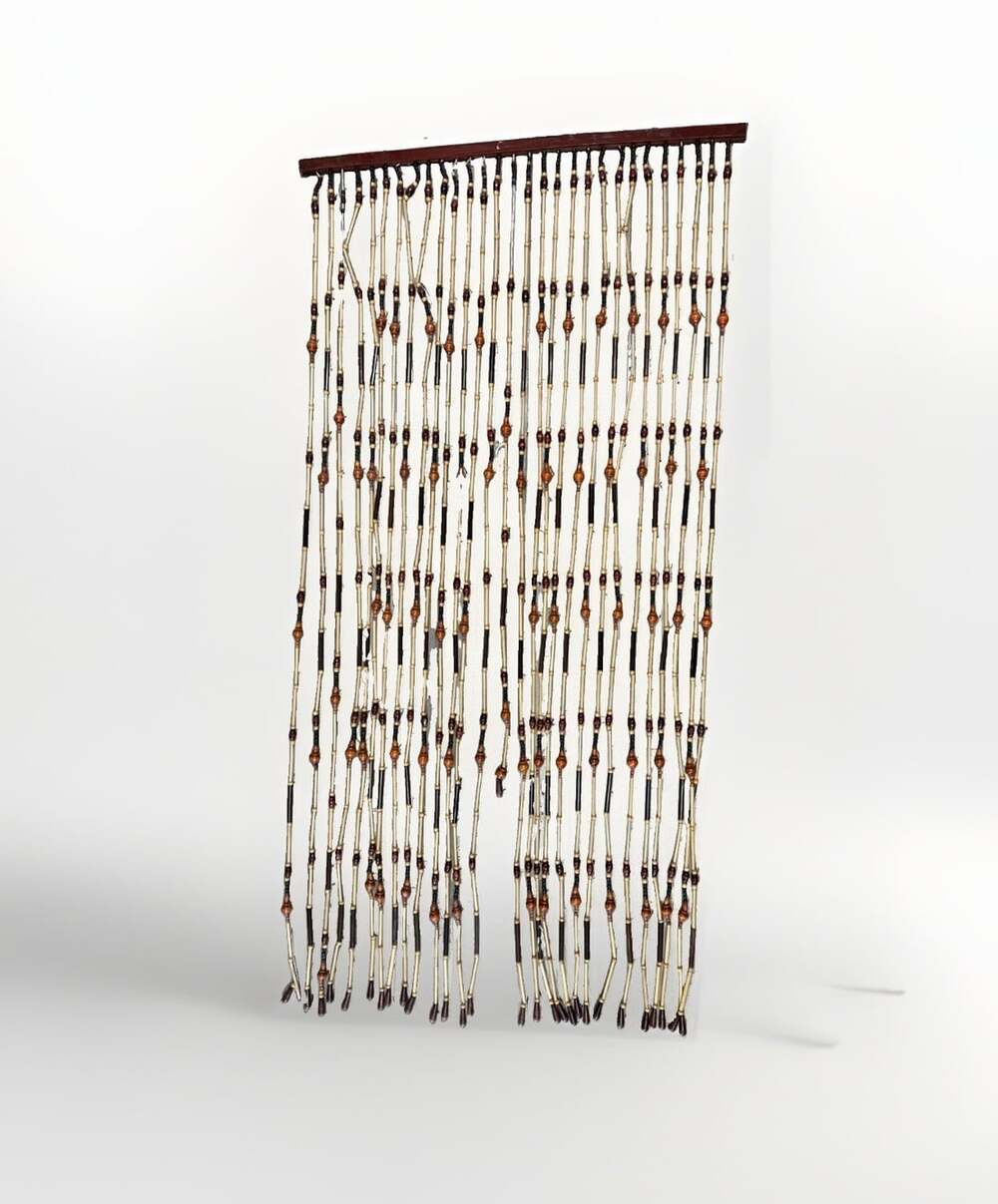 Vintage 60s 70s Wooden Bead Doorway Curtain Hippie Boho Window Hanging